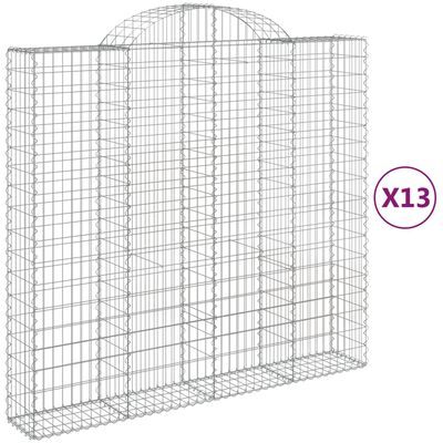 vidaXL Kosze gabionowe, 13 szt, 200x50x180/200cm, galwanizowane żelazo