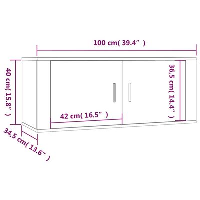 vidaXL Wiszące szafki telewizyjne, 2 szt., białe, 100x34,5x40 cm