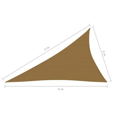 vidaXL Żagiel przeciwsłoneczny, 160 g/m², kolor taupe, 3x4x5 m, HDPE