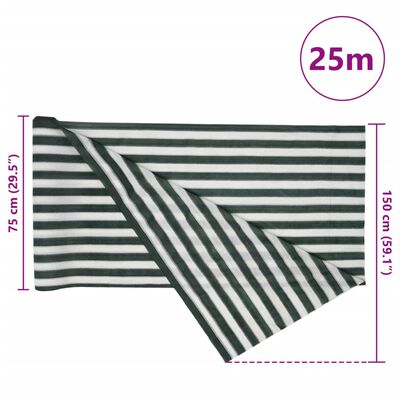 vidaXL Siatka cieniująca, zielono-biała, 1,5x25 m, HDPE, 195 g/m²