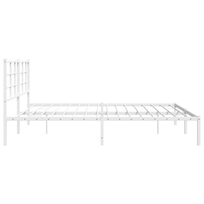 vidaXL Metalowa rama łóżka z wezgłowiem, biała, 193x203 cm