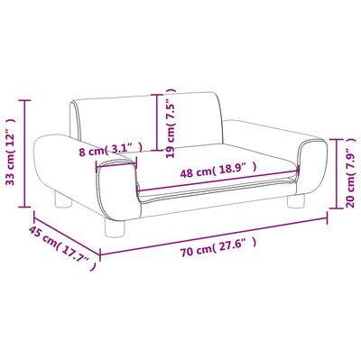 vidaXL Sofa dla dzieci, czarna, 70x45x33 cm, aksamit