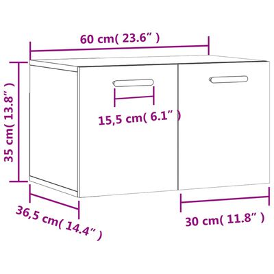 vidaXL Szafka wisząca, czarna, 60x36,5x35 cm, materiał drewnopochodny