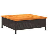 vidaXL Stolik ogrodowy, czarny, 70x70x25 cm, rattan i drewno akacjowe