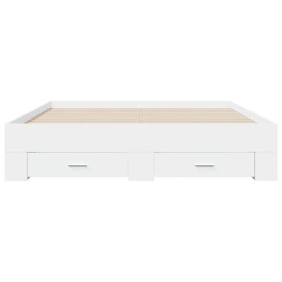 vidaXL Rama łóżka z szufladami, biała, 150x200 cm