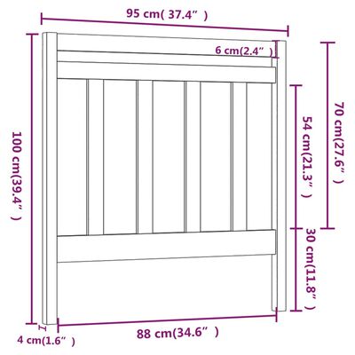 vidaXL Wezgłowie łóżka, białe, 95x4x100 cm, lite drewno sosnowe