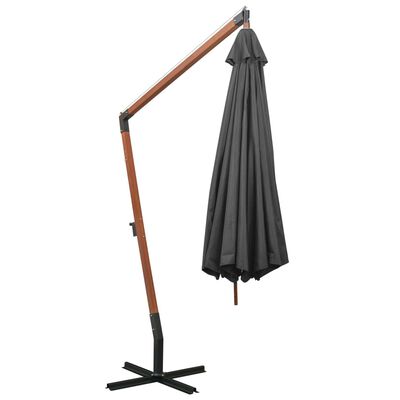 vidaXL Parasol ogrodowy wiszący, jodłowy słupek, antracyt, 3,5x2,9 m