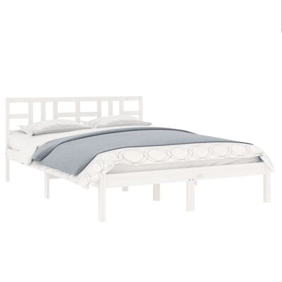 vidaXL Rama łóżka, biała, lite drewno sosnowe, 150x200 cm