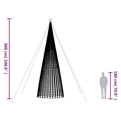 vidaXL Stożkowa choinka z lampek, 1544 kolorowych LED, 500 cm