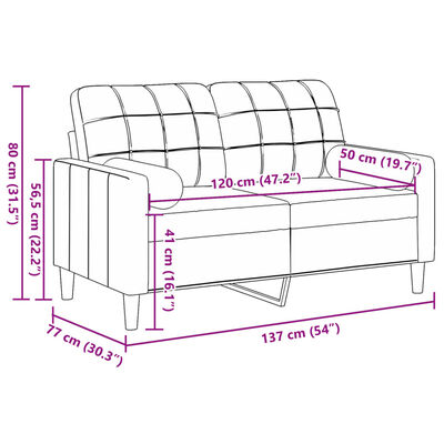 vidaXL 2-osobowa sofa z poduszkami, jasnoszara, 120 cm, aksamit