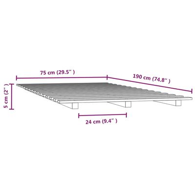 vidaXL Rama łóżka, 75x190 cm, lite drewno sosnowe