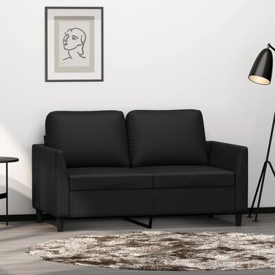 vidaXL 2-osobowa sofa, czarna, 120 cm, sztuczna skóra