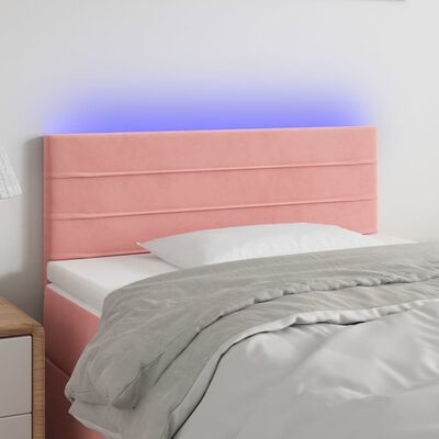 vidaXL Zagłówek do łóżka z LED, różowy, 90x5x78/88 cm, aksamit