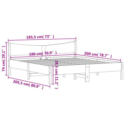 vidaXL Rama łóżka bez materaca, biała, 180x200 cm, lite drewno sosnowe