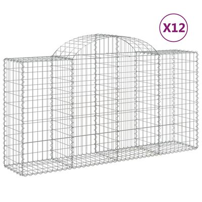 vidaXL Kosze gabionowe, 12 szt, 200x50x100/120cm, galwanizowane żelazo