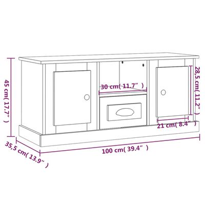 vidaXL Szafka pod TV, szary dąb sonoma, 100x35,5x45 cm