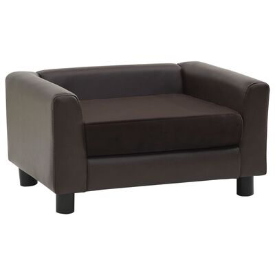 vidaXL Sofa dla psa, brązowa, 60x43x30 cm, plusz i sztuczna skóra