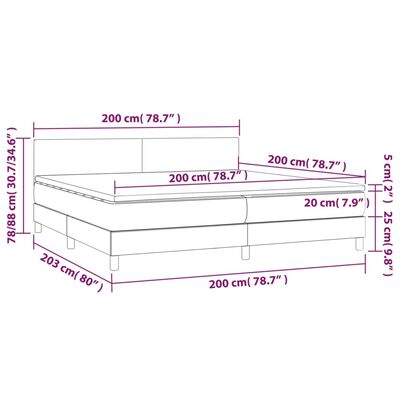 vidaXL Łóżko kontynentalne z LED, materac, kremowe, ekoskóra 200x200cm