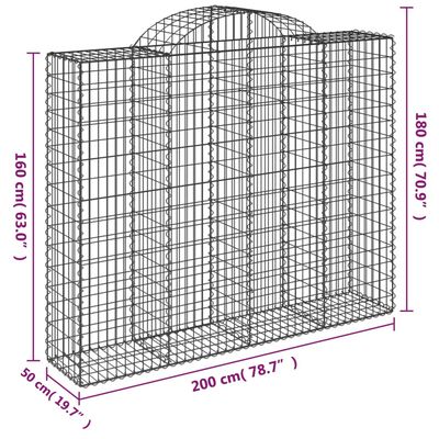 vidaXL Kosze gabionowe, 8 szt, 200x50x160/180 cm, galwanizowane żelazo