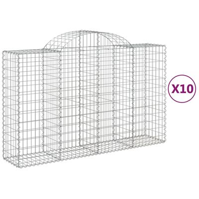 vidaXL Kosze gabionowe, 10 szt, 200x50x120/140cm, galwanizowane żelazo