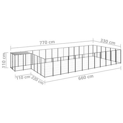 vidaXL Kojec dla psa, czarny, 22,99 m², stalowy