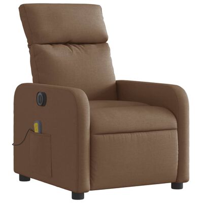 vidaXL Rozkładany fotel masujący, elektryczny, brązowy, tkanina