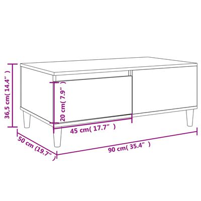 vidaXL Stolik kawowy, biały 90x50x36,5 cm, materiał drewnopochodny