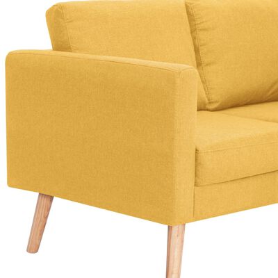 vidaXL Sofa 3-osobowa tapicerowana tkaniną, żółta