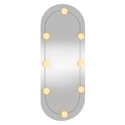 vidaXL Lustro ścienne z LED, 30x70 cm, szklane, owalne