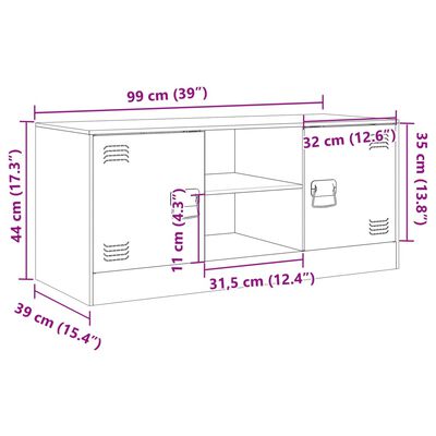 vidaXL Szafka pod telewizor, oliwkowa, 99x39x44 cm, stalowa