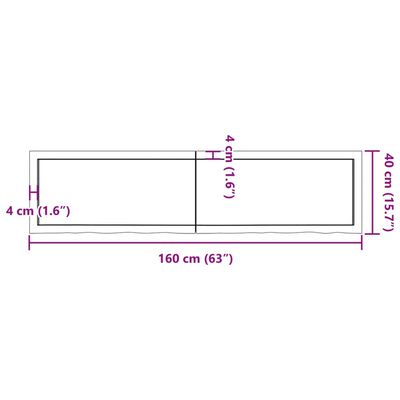 vidaXL Blat do łazienki, ciemnobrązowy, 160x40x(2-4) cm, lite drewno