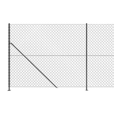 vidaXL Ogrodzenie z siatki, ze stopami słupków, antracytowe, 1,4x25 m