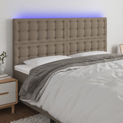 vidaXL Zagłówek do łóżka z LED, taupe, 160x5x118/128 cm, tkanina