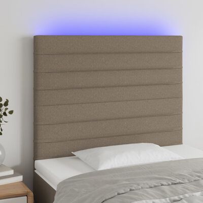 vidaXL Zagłówek do łóżka z LED, taupe, 100x5x118/128 cm, tkanina