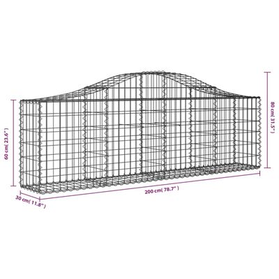 vidaXL Kosze gabionowe, 9 szt, 200x30x60/80 cm, galwanizowane żelazo