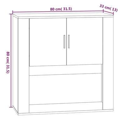 vidaXL Szafka ścienna, czarna, 80x33x80 cm, materiał drewnopochodny