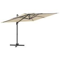 vidaXL Wiszący parasol z podwójną czaszą, piaskowy, 400x300 cm