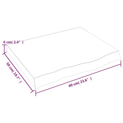 vidaXL Blat stołu, ciemnobrązowy, 60x50x(2-6) cm, lite drewno dębowe