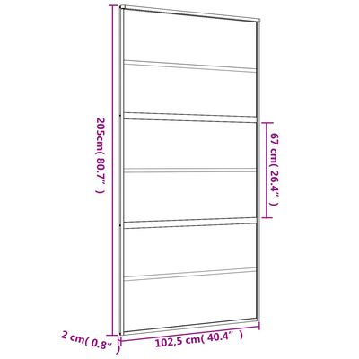 vidaXL Drzwi przesuwne, złote, 102,5x205 cm, przezroczyste szkło ESG