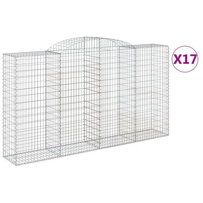 vidaXL Kosze gabionowe, 10 szt, 300x50x160/180cm, galwanizowane żelazo