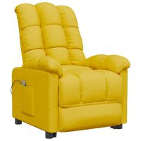 vidaXL Fotel masujący, żółty, obity tkaniną