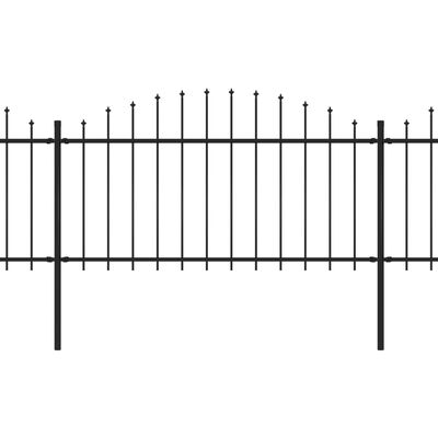 vidaXL Panele ogrodzeniowe z grotami, stal, (1,25-1,5) x 17 m, czarne