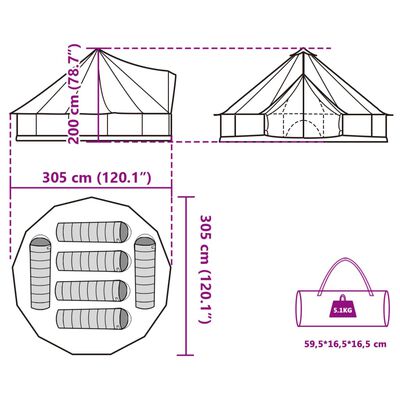 vidaXL Namiot rodzinny tipi, 6-os., szaro-pomarańczowy, wodoszczelny