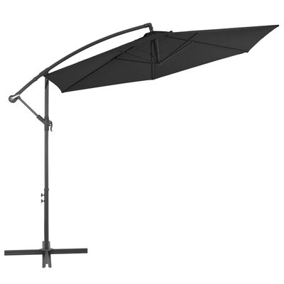 vidaXL Parasol wiszący z aluminiowym słupkiem, 300 cm, czarny