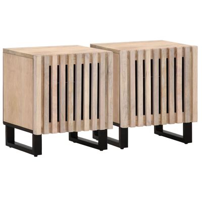 vidaXL Szafki nocne, 2 szt., 40x34x46 cm, bielone drewno mango