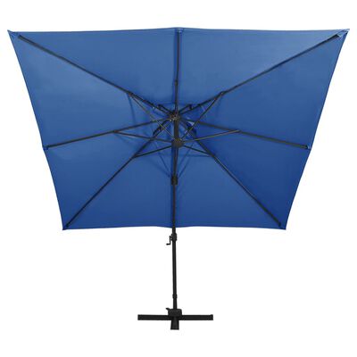 vidaXL Parasol wiszący z podwójną czaszą, 300x300 cm, niebieski