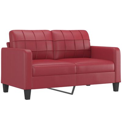 vidaXL 2-os. sofa z poduszkami, winna czerwień, 140 cm, sztuczna skóra