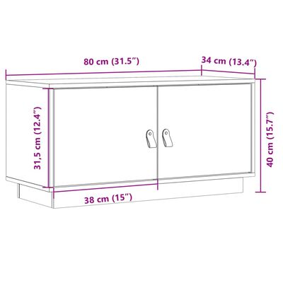 vidaXL Szafka pod TV, szara, 80x34x40 cm, lite drewno sosnowe