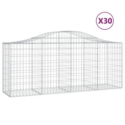 vidaXL Kosze gabionowe, 30 szt, 200x50x80/100 cm, galwanizowane żelazo