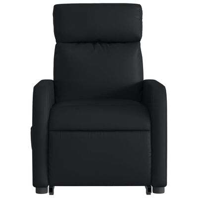 vidaXL Podnoszony fotel masujący, rozkładany, czarny, ekoskóra